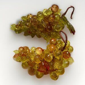 Vintage Faceted Plastic Grape Clusters Green Orange Golden Yellow Set Of 2